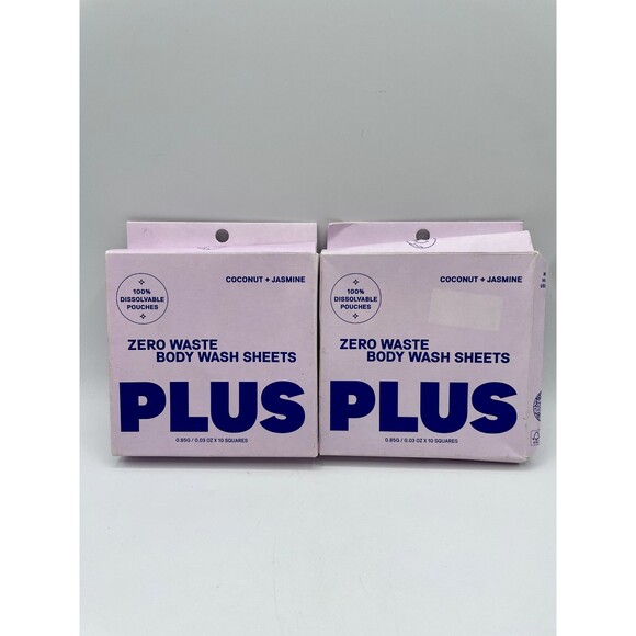 2 PLUS Zero Waste Body Wash Sheets Coconut + Jasmine 10 ct ea Squares Bs240 - Picture 1 of 14
